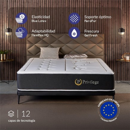 Naturalex - Colchón Premium Privilege 150x190 cm - Altura 30 cm - Espuma Viscoelástica AeraPur HQ & Blue Látex - 7 Zonas de C