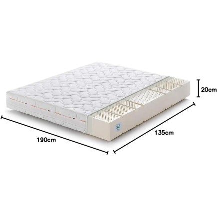 Marcapiuma Colchón Látex Matrimonio 135x190 Alto 20 cm SEVENLIFE 20 de firmeza Media 7 Zonas Ergonómico Antiácaros Antialérgi